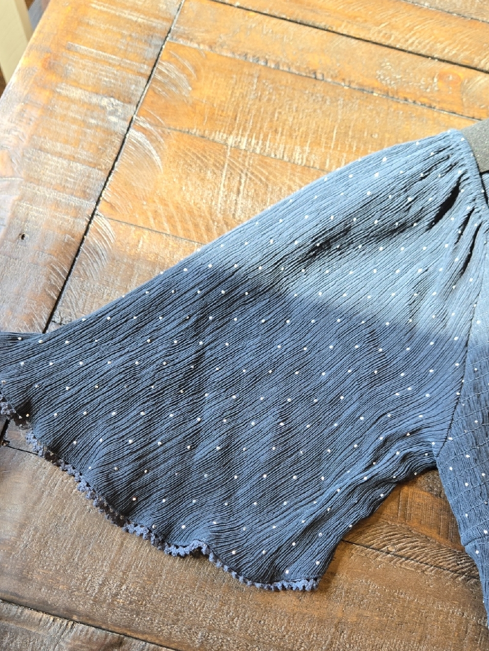 Rhinestone Ruched Flutter Sleeve Top - Picture 3 of 8
